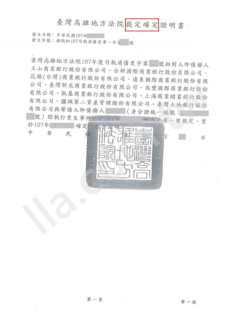 債務更生成功案例｜高雄地院債務更生成功案例，打折成功輕鬆還